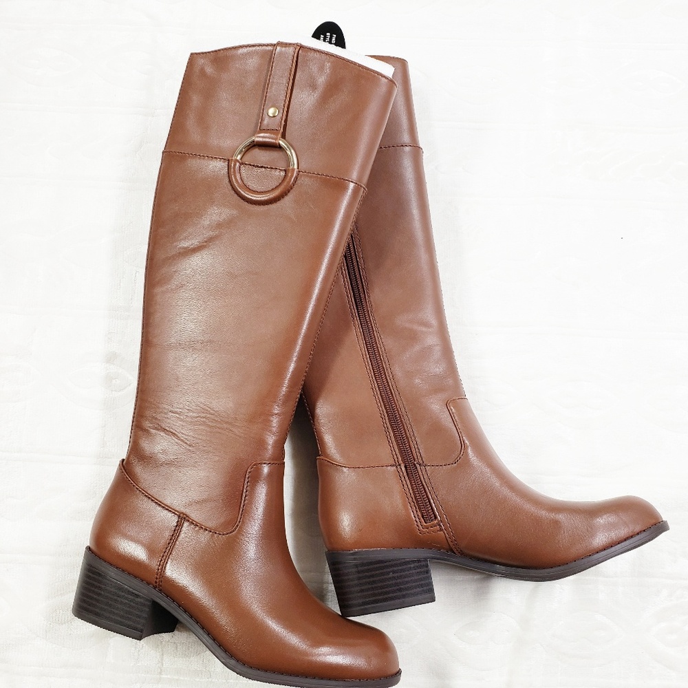 Alfani Cognac Leather Boots - Picture 2 of 4